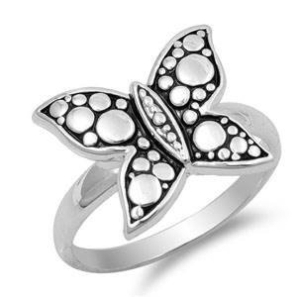 Sterling Silver Butterfly Shaped Ring, Size 8